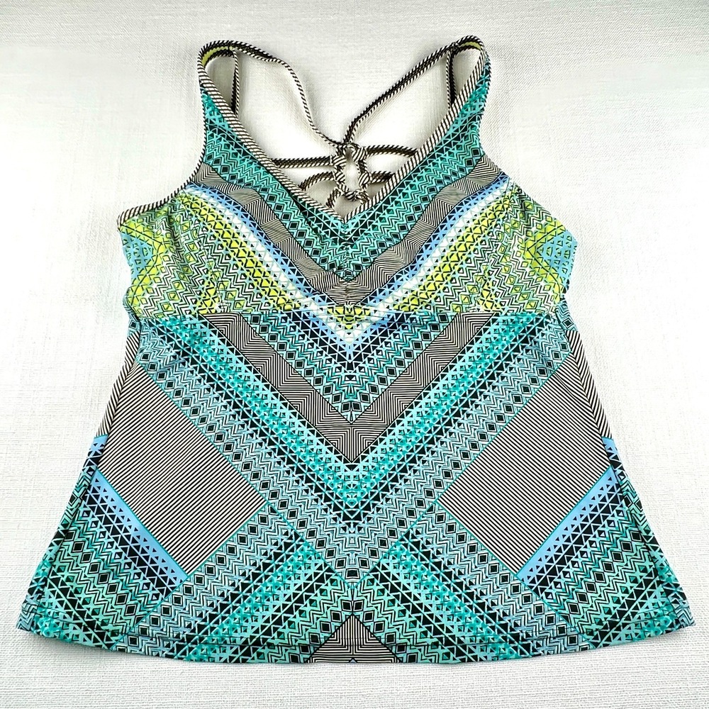 Prana Teal Green Patterned Tank Top